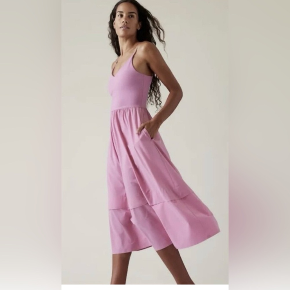 NWT Athleta 2X Elation V-Neck Hybrid Dress Pink